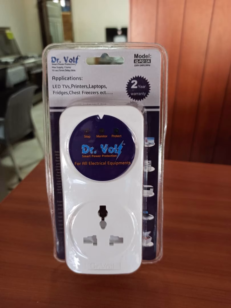 Dr. Volt 13 Amps Power Surge Protector IQ-PG13A, For TVs, Fridges, Laptops, Freezers & More - White