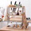 3 Tier Plastic Spice Rack Organizer Spice Jars Bottle Stand Holder Storage Shelves + Hanging Hooks- Multi-colour.