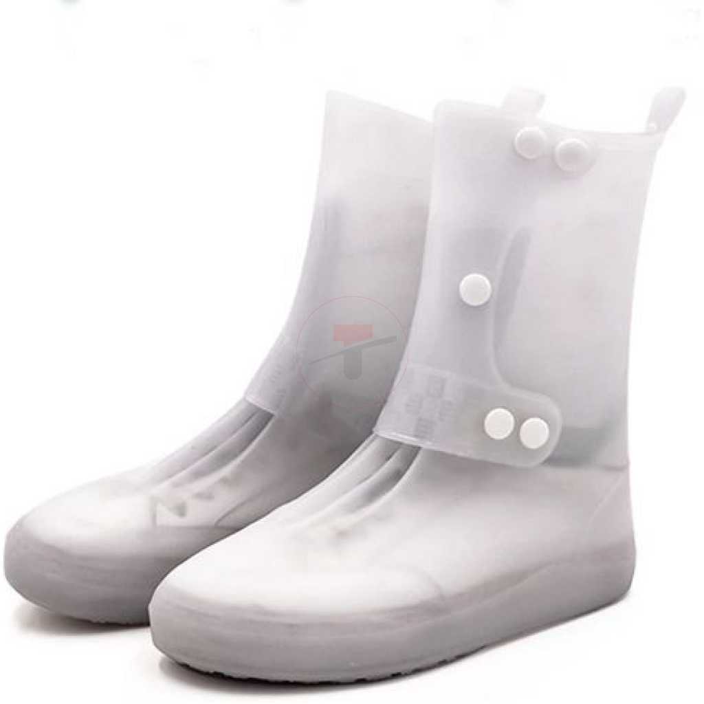 36/ 37 Waterproof Rain Shoe Covers, Reusable Foldable Non-Slip Ankle High Boots Outdoor Cycling Walking Hiking Shoe Protectors- White.