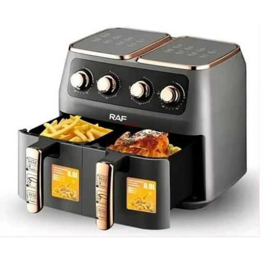 12 Litre Air Fryer Grill With 2 Independent Baskets- Silver