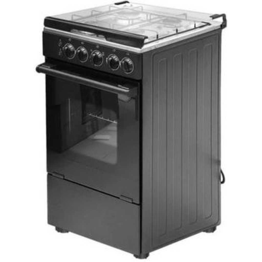 Blueflame Spark Cooker 50*50 3 Gas Burners +1 Electric Hot Plate P5031E-B, Auto Ignition, Electric Oven - Black