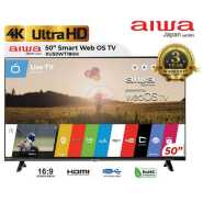 Aiwa 50-Inch UHD 4K Web OS Smart TV WS-508S, Frameless, Youtube, Netflix, Prime Video, USB, Bluetooth, HDMI, Inbuilt Free To Air Decoder - Black