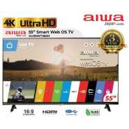 Aiwa 55-Inch UHD 4K Web OS Smart TV WS-558S, Frameless, Youtube, Netflix, Prime Video, USB, Bluetooth, HDMI, Inbuilt Free To Air Decoder - Black