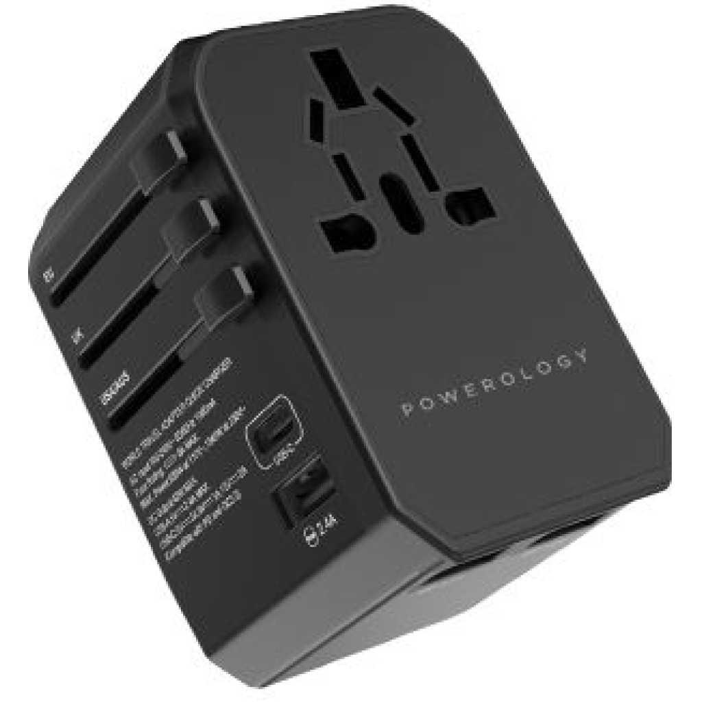 Power Powerology PD45W QC 3.0 Universal Travel Adaptor -Black