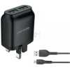 Porodo Dual USB Wall Charger 2.4A Cable 1.2m Black