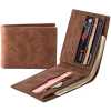 Baborry Vintage Scrub PU Leather Wallet, Short Section Wallet For Men - Coffee