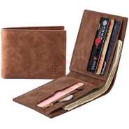 Baborry Vintage Scrub PU Leather Wallet, Short Section Wallet For Men - Coffee