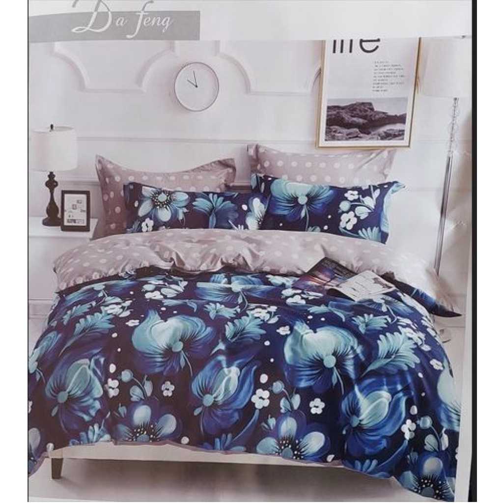 Duvet Set With 1 Bedsheet, 2 Pillow Cases - Blue And White