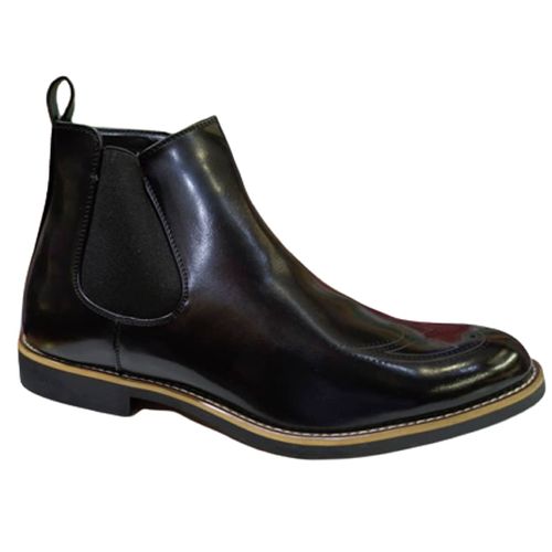 Men's Faux Leather Boots - Black Men's Faux Leather Boots - Black