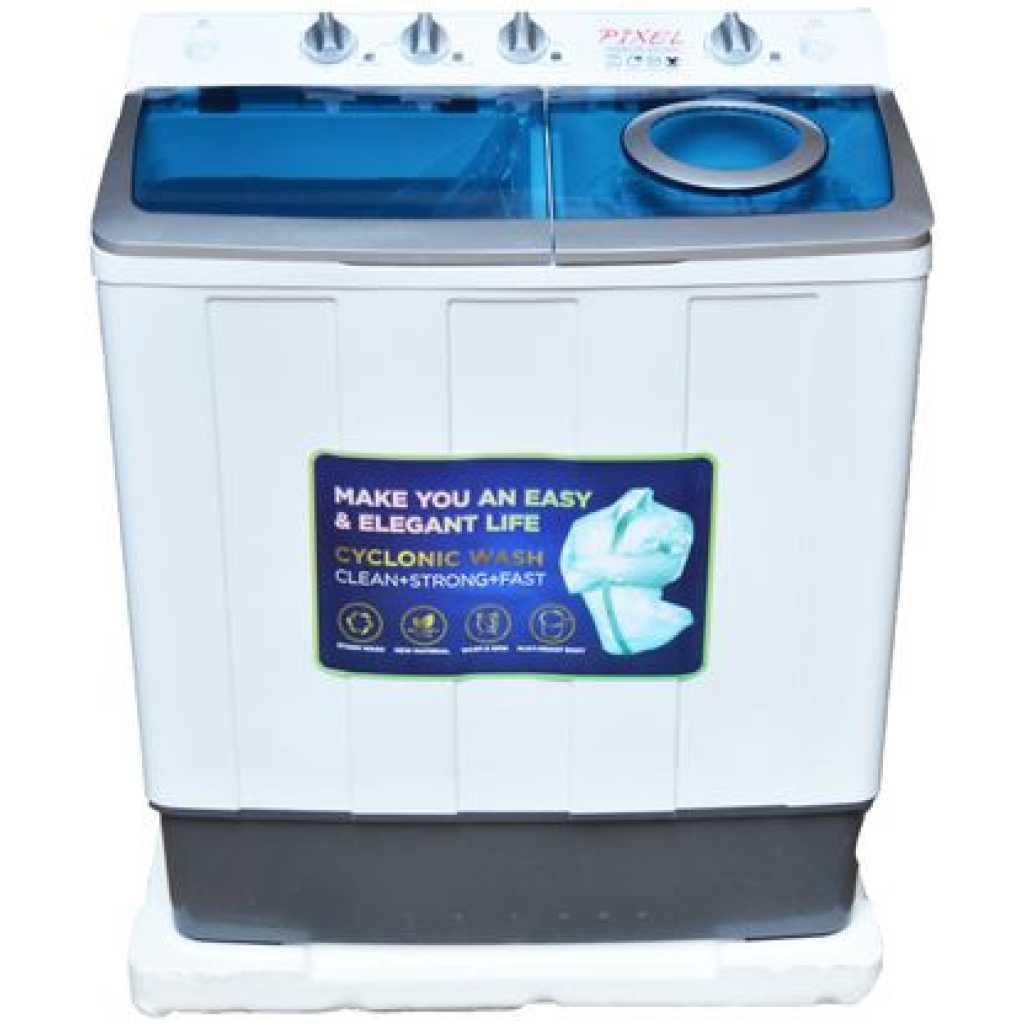 Pixel 9.5 Kg Twin Tub Washing Machine (Wash & Dry) - White