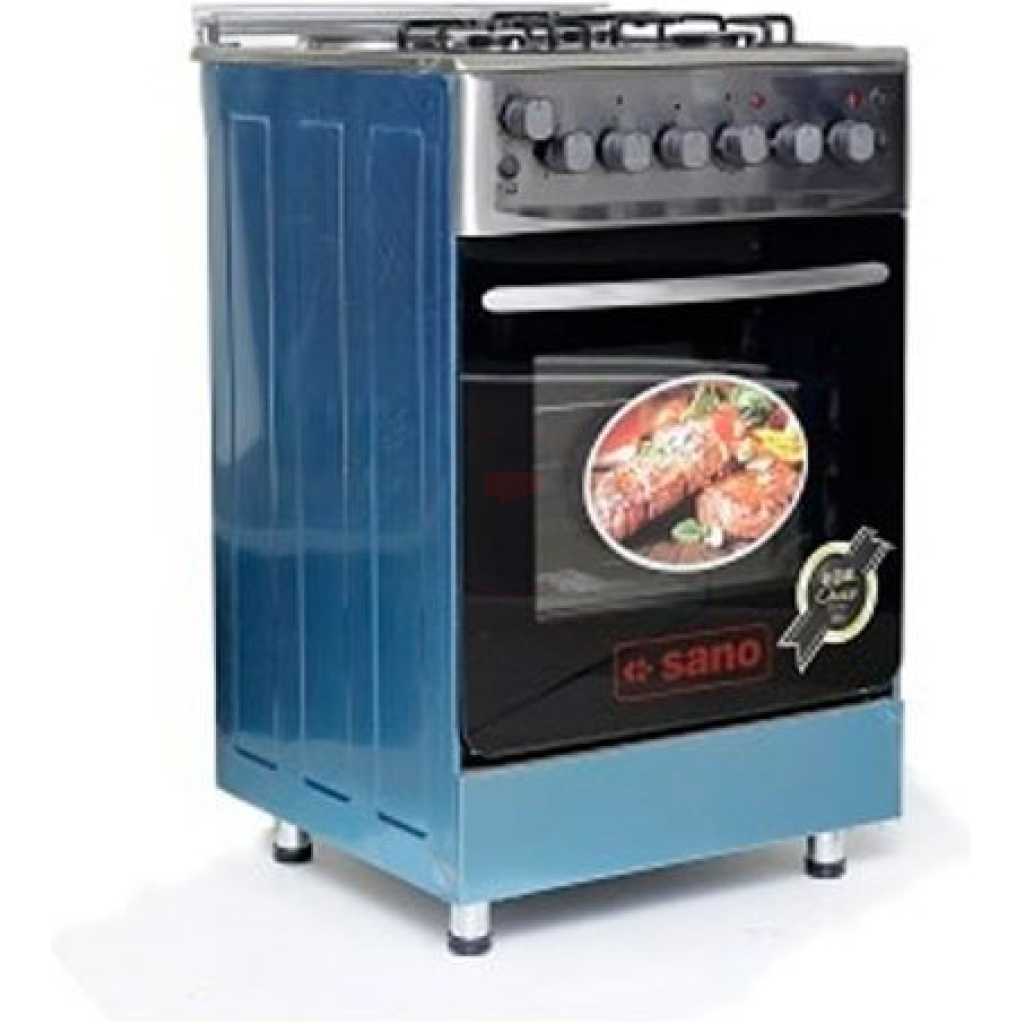 Sano 55X55 3 GAS 1 Electric Cooker With Rotisserie, Electric Oven & Grill, Glass Lid, Oven Tray - Silver