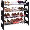 4 Tier Shoe Rack Storage Portable 4 Layer Shoe Rack Organizer- Black