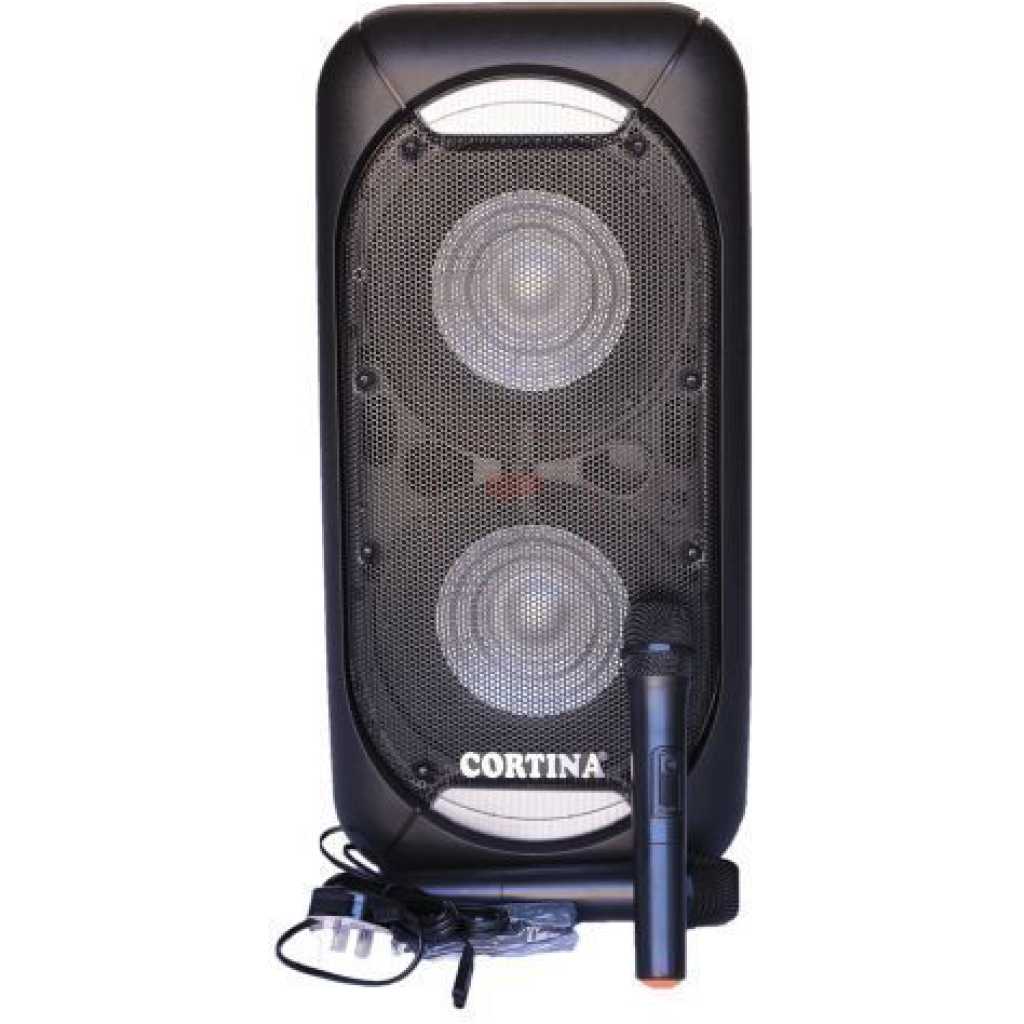 Cortina Dual 12" Amplified Public Address Speaker Rechargeable - Black