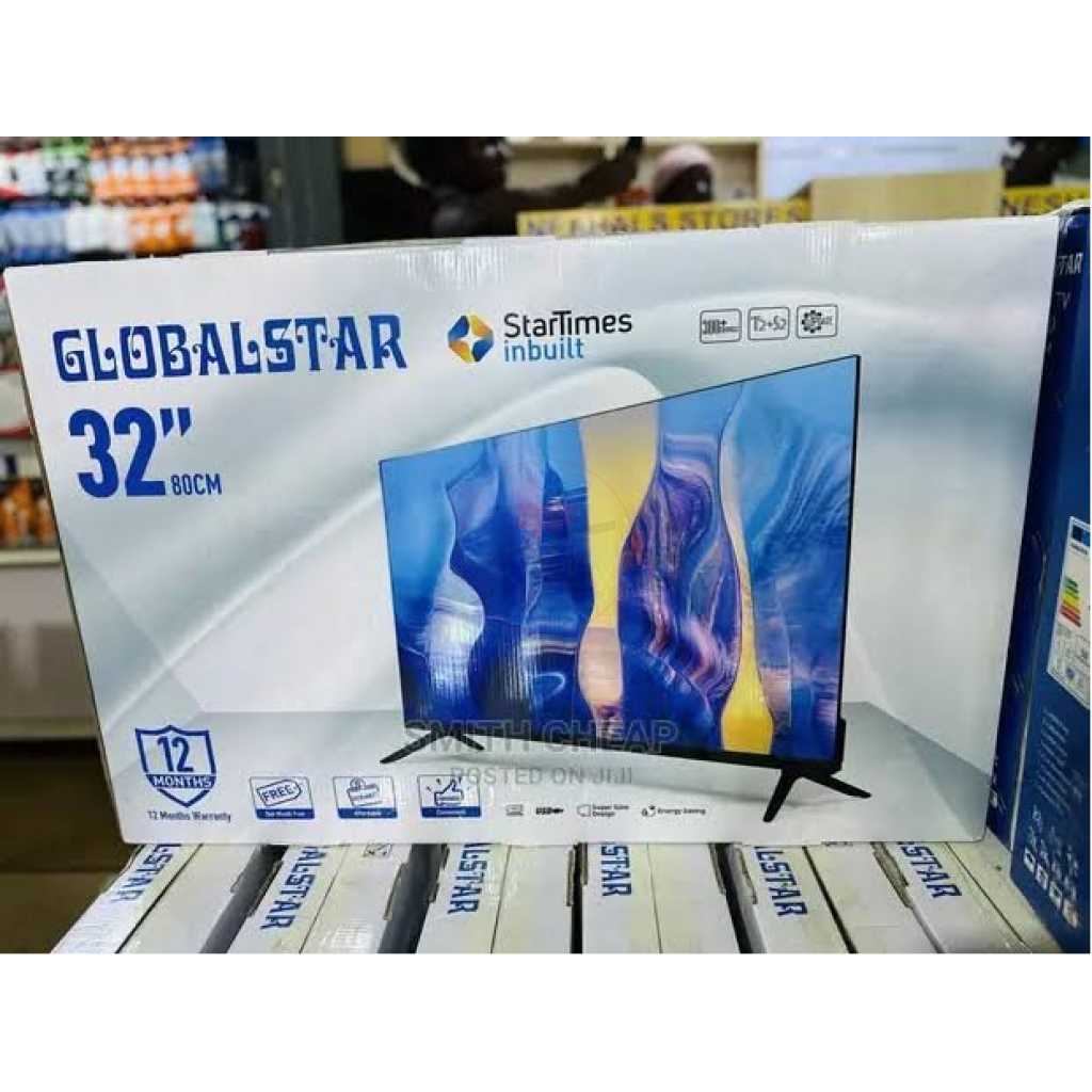 Global Star 32 - Inch HD LED Digital TV With Inbuilt Startimes Decoder; Frameless