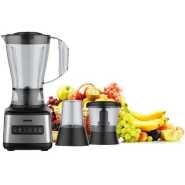 Geepas GSB44017 3 In 1 Blender; 8 Speed Control , 1.5L Plastic jar, 4 Sharp Blades & 2 Blending Preset Juicer- Mill & Chopping Blender, Anti-Slip feet Design | 2 Year Warranty -Black