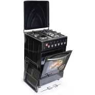 Sano 55X55 Full Gas Cooker With Rotisserie, Electric Oven & Grill, Auto Ignition, Oven Lamp, Timer, 2 Oven Trays - Black