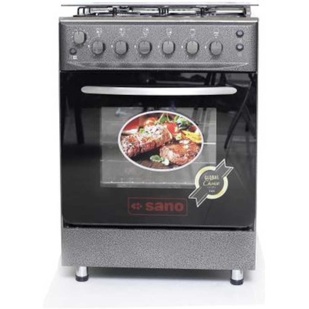 Sano 60X60 Full Gas Electric Oven Cooker With Rotisserie, Grill, Auto Ignition, Oven Lamp - Brown