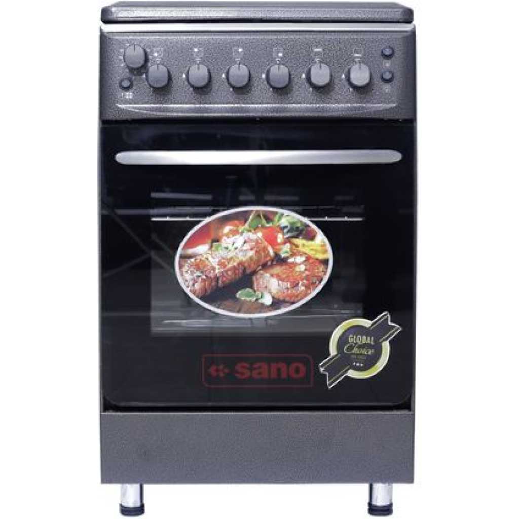 Sano 55X55 Full Gas Cooker With Rotisserie, Electric Oven & Grill, Auto Ignition - Brown