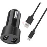 Porodo PD-M8J622M-BK - Dual USB Car Charger 3.4A with 4ft Micro USB Cable - Black