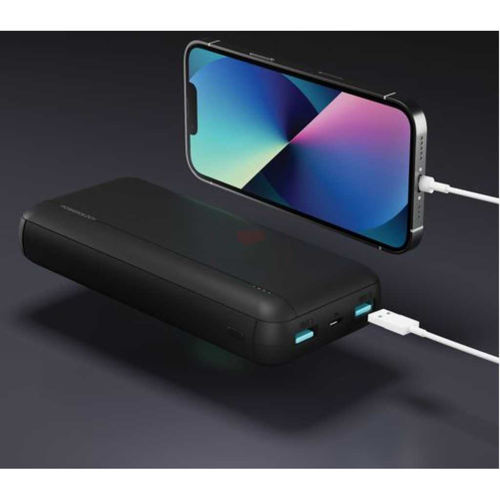 Powerology 20000mAh Power Bank 20W PD & QC3 USB-C - Black