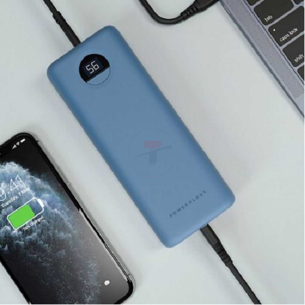 30000mAh Powerology Laptop Power Bank 45W PD & QC3 USB-C - BLUE