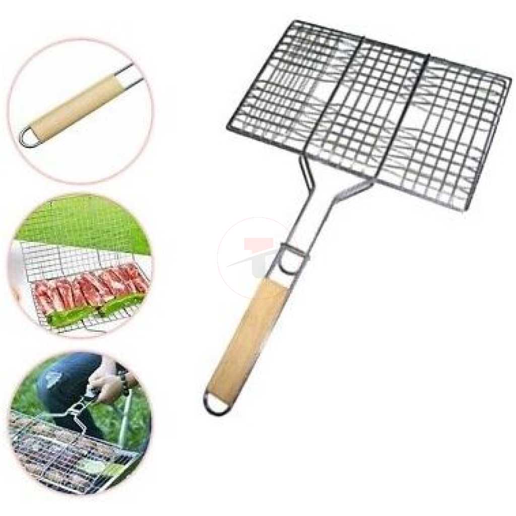 Barbecue Grilling Basket Grill BBQ Net Steak Meat Fish Veg Mesh Holder- Multi-colour