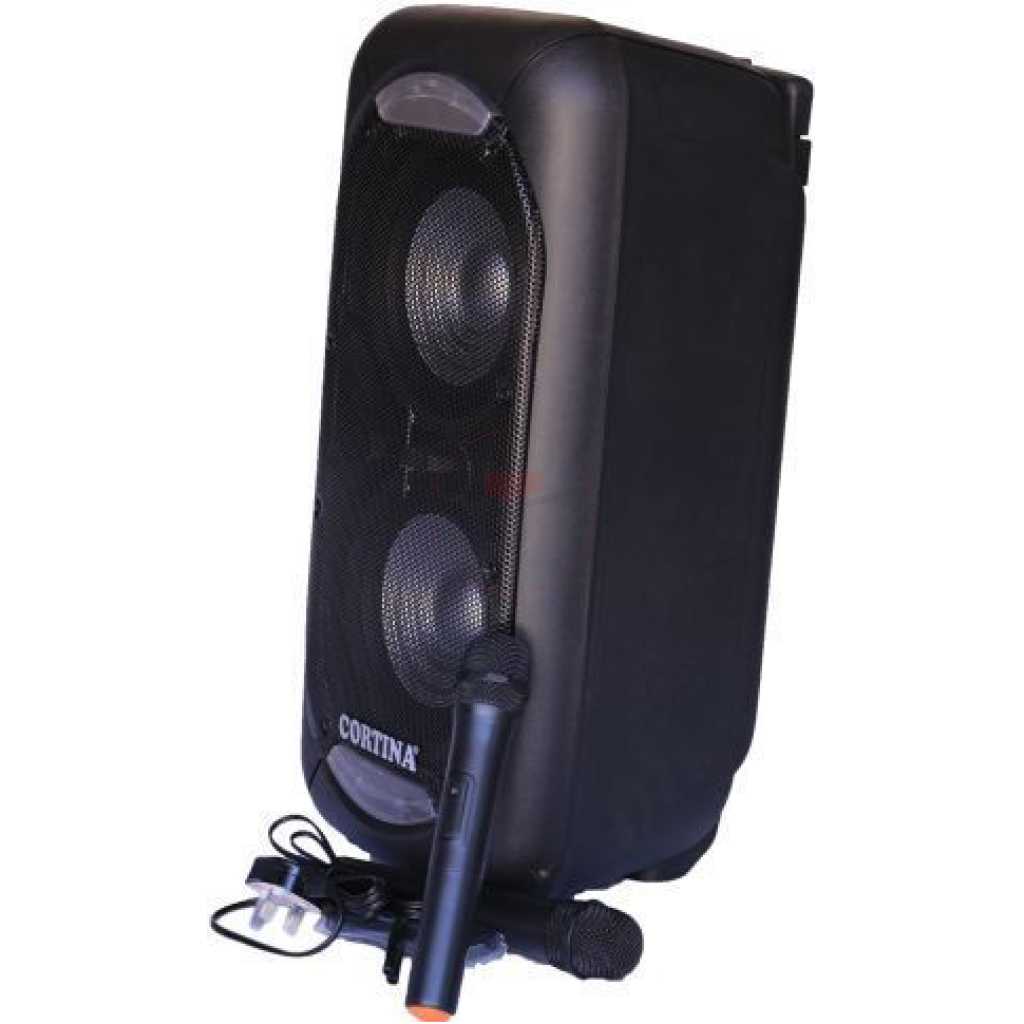 Cortina Dual 12" Amplified Public Address Speaker Rechargeable - Black