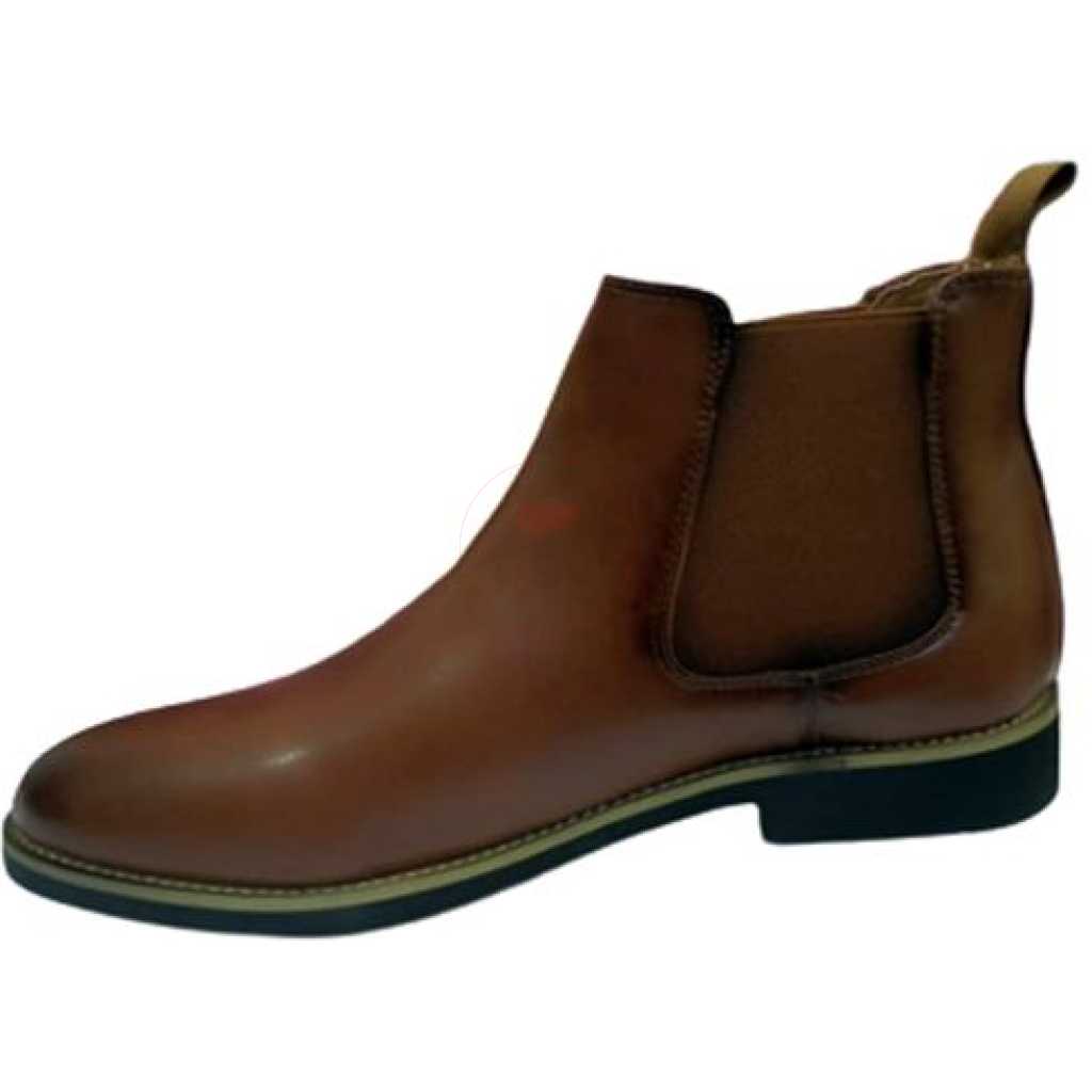 Men's Faux Leather Boots - Brown
