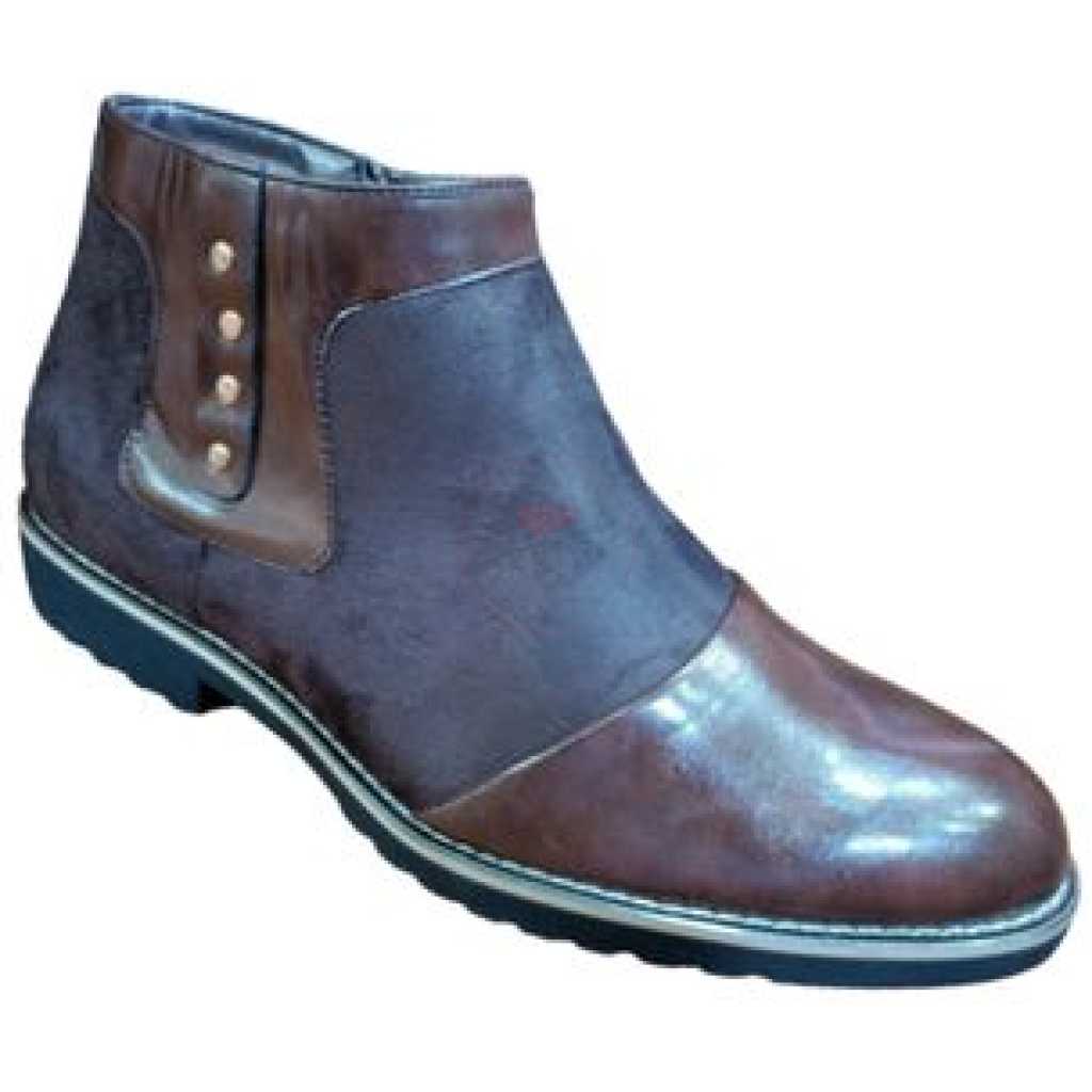 Men's Faux Leather Boots - Brown, Black, Grey