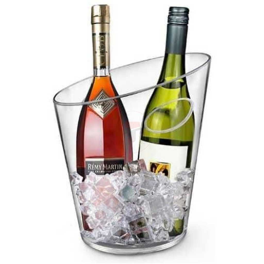 6.5L Acrylic Cooler Beer Wine Champagne Ice Bucket With Lid For Parties Bars Home- Clear