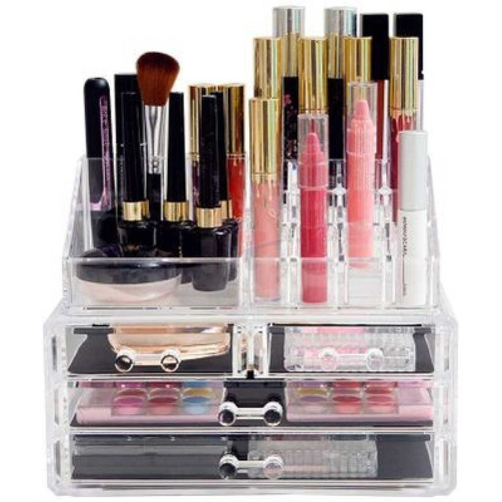 Acrylic Cosmetics Makeup Organizer Storage Box Drawers- Clear.