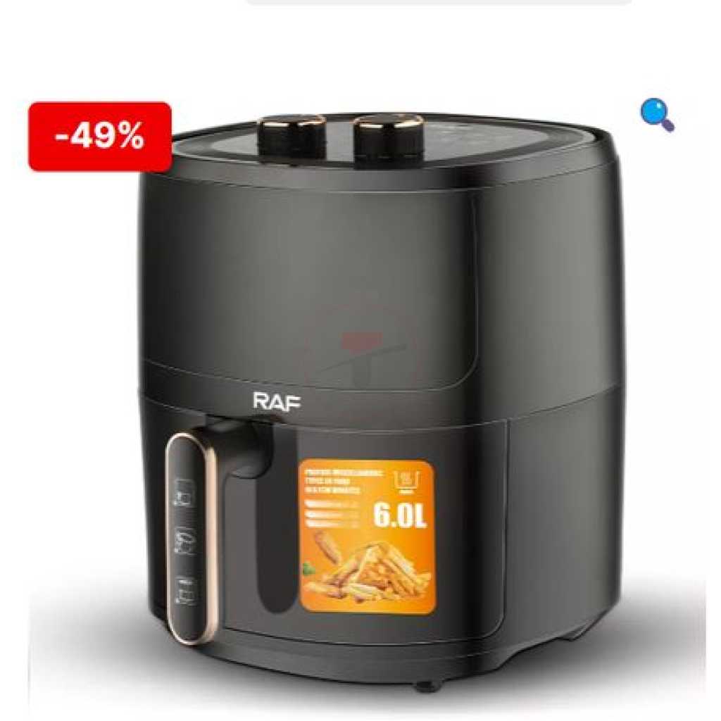 RAF 6 Litres Healthy Oil Free Air Fryer - R.5324 – Black