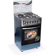 Sano 55X55 3 GAS 1 Electric Cooker With Rotisserie, Electric Oven & Grill, Glass Lid, Oven Tray - Silver