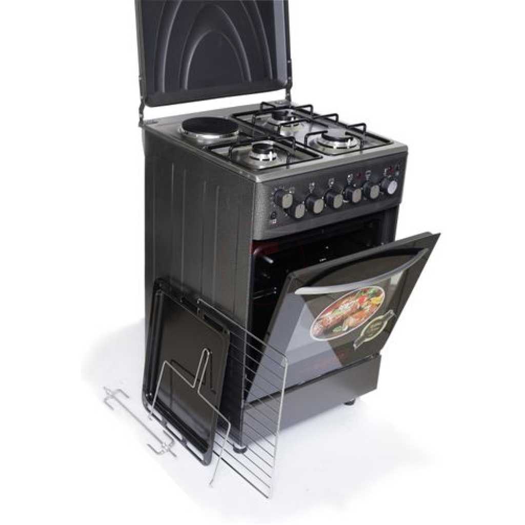 Sano Cooker 55X55 3 Gas 1 Electric With Rotisserie, Electric Oven & Grill, Automatic Ignition - Brown