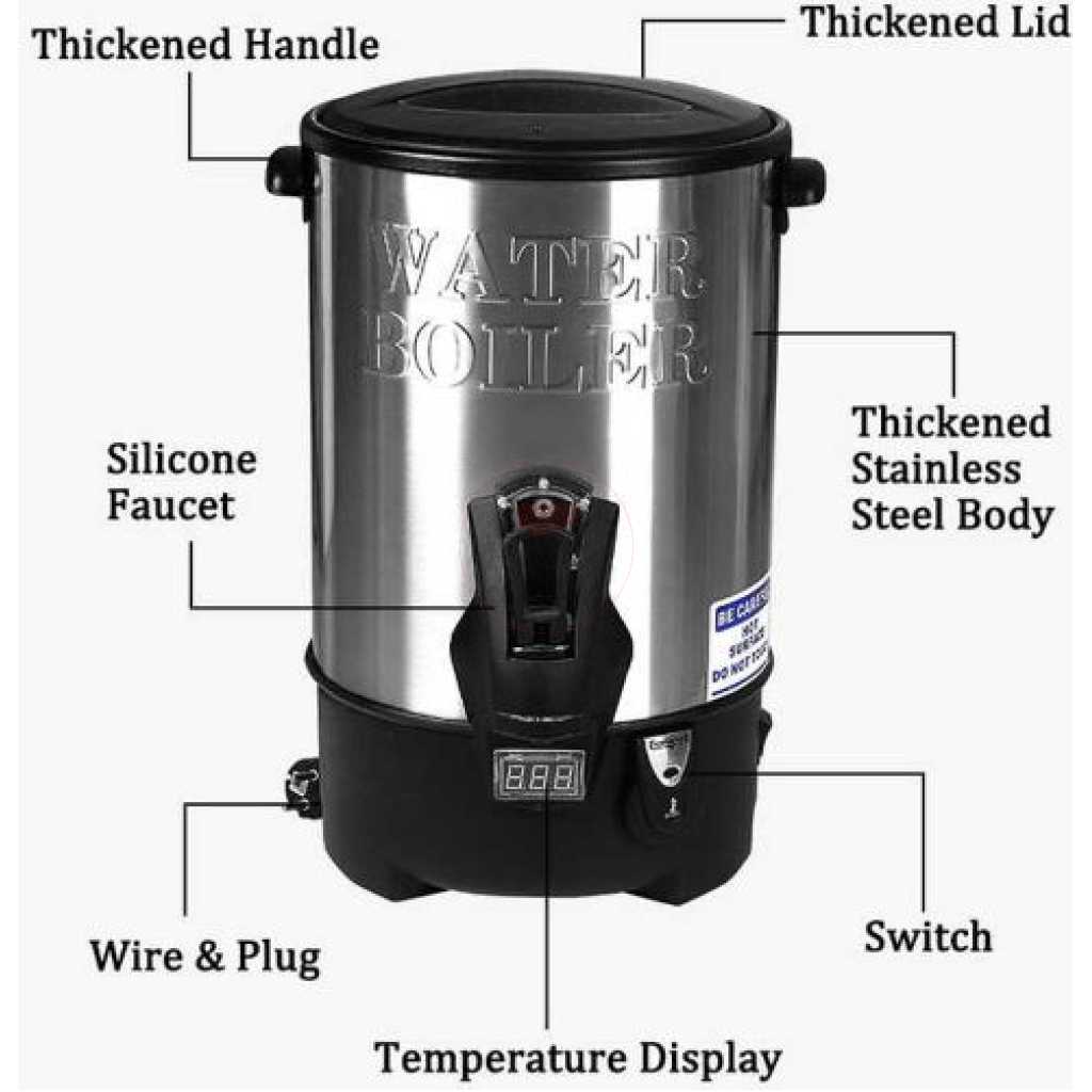 Saachi 16 Litre Commercial Hot Water Boiler Tea Urn - Black,Silver