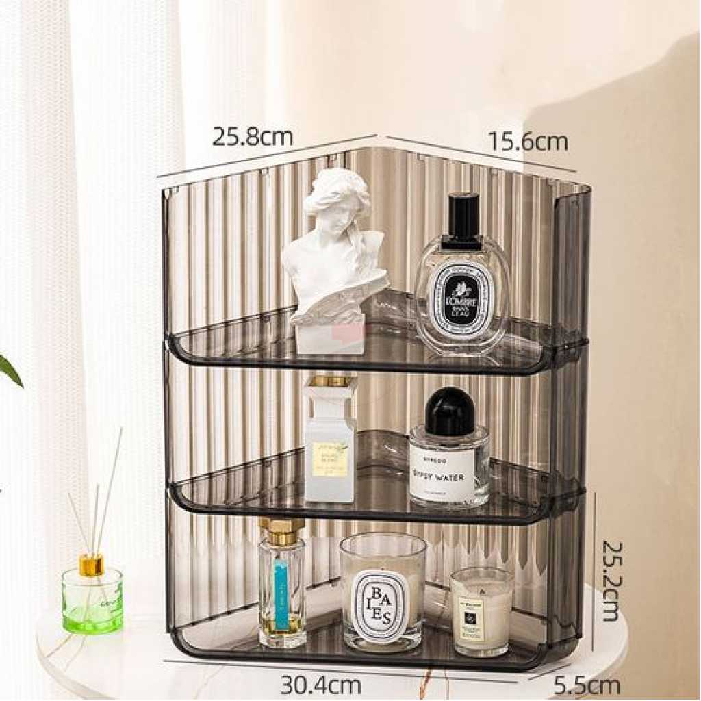 Home Accessories Office Bookshelf Standing Foldable Stationery Storage Holder Makeup Organizer- Clear