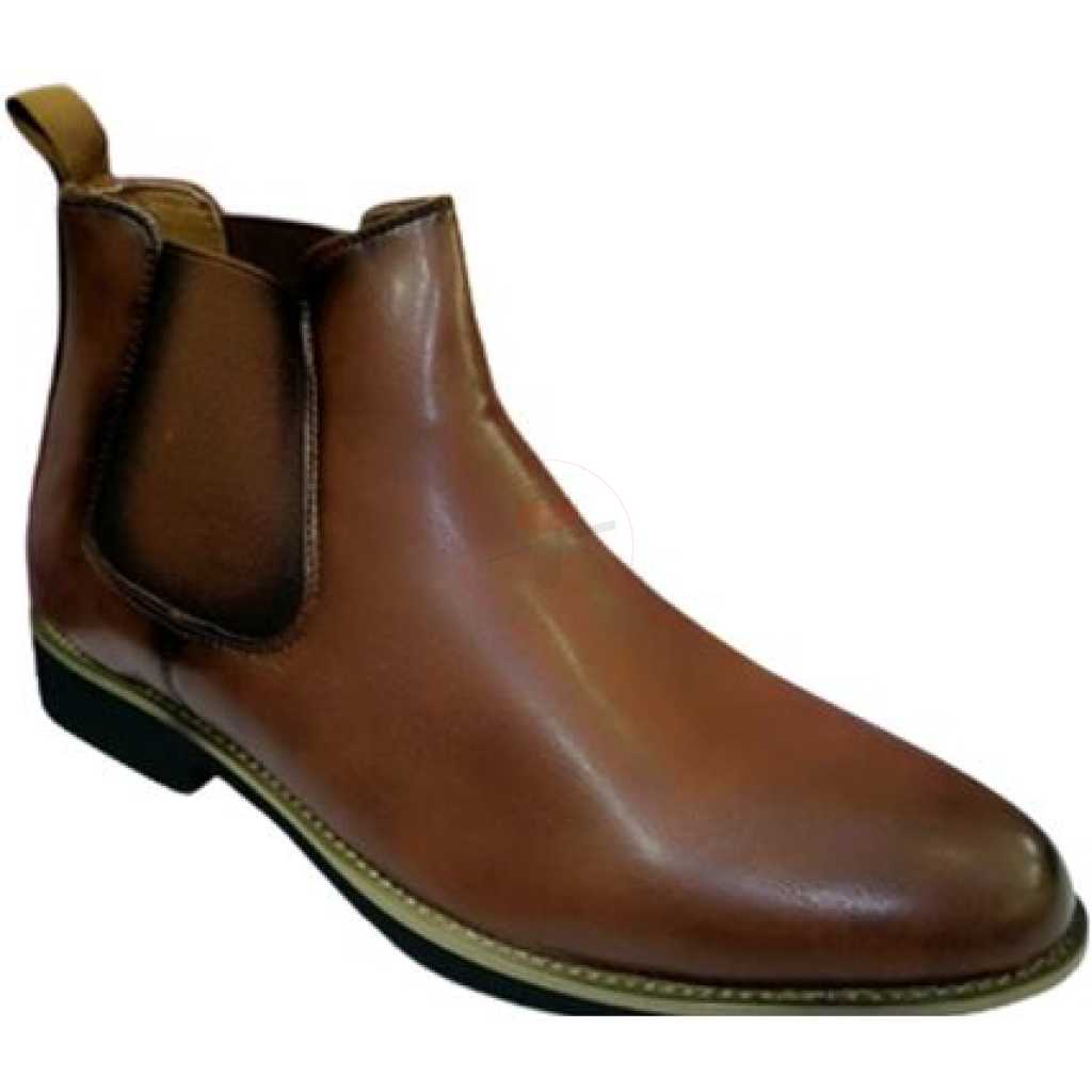 Men's Faux Leather Boots - Brown