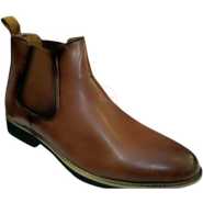 Men's Faux Leather Boots - Brown