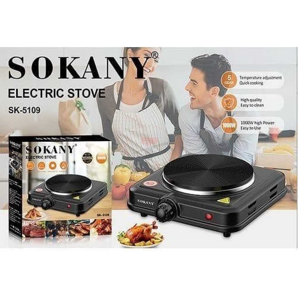 Sokany Eye Flat Single Electric Stove High Fire Power 5 Gear Temperature Adjustment Hot Plate Cooker- Black.