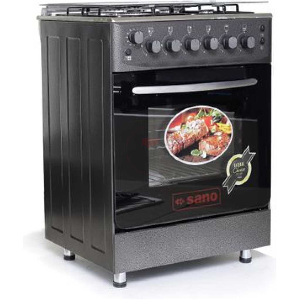Sano 60X60 Full Gas Electric Oven Cooker With Rotisserie, Grill, Auto Ignition, Oven Lamp - Brown