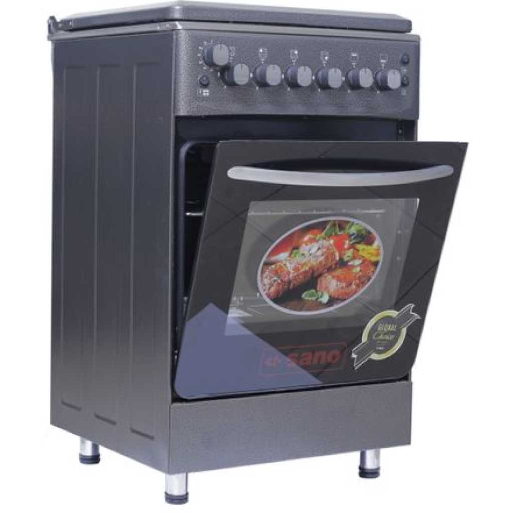 Sano 55X55 Full Gas Cooker With Rotisserie, Electric Oven & Grill, Auto Ignition - Brown