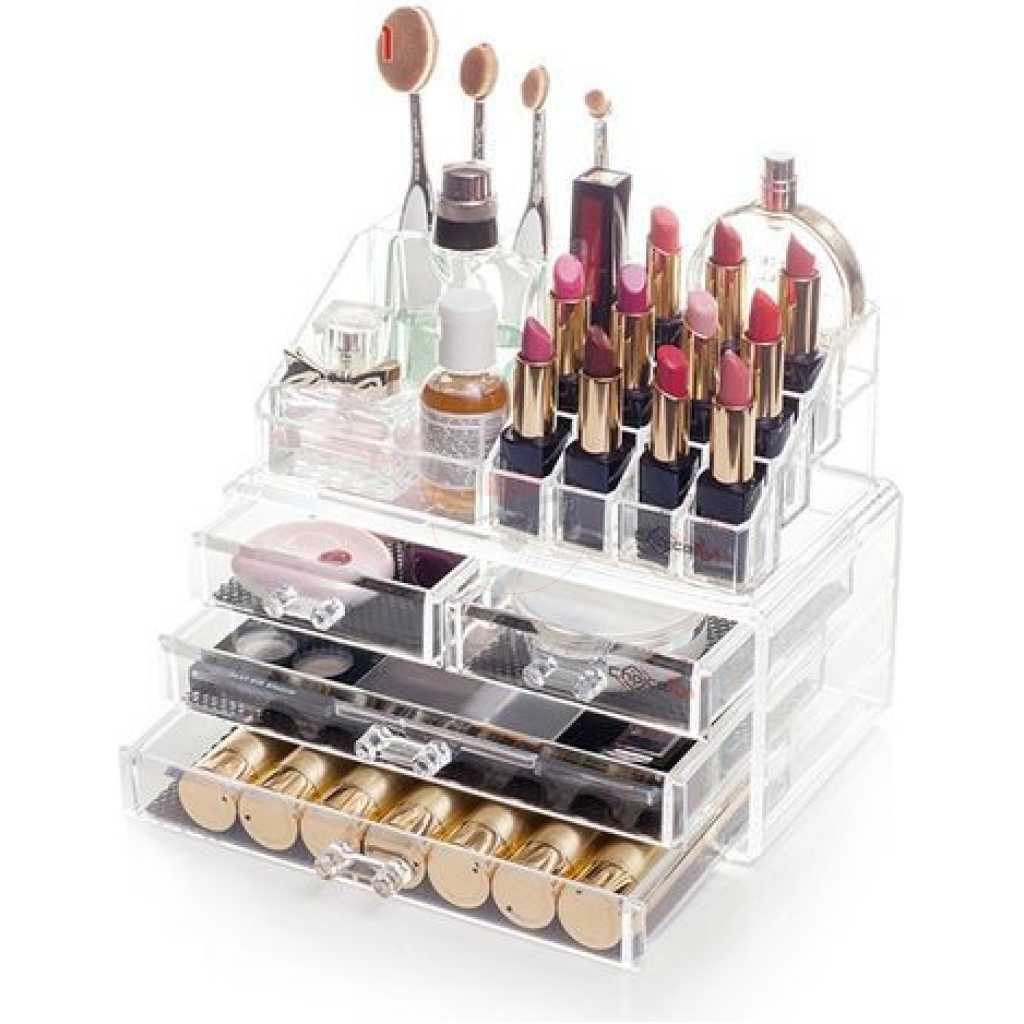 Acrylic Cosmetics Makeup Organizer Storage Box Drawers- Clear.
