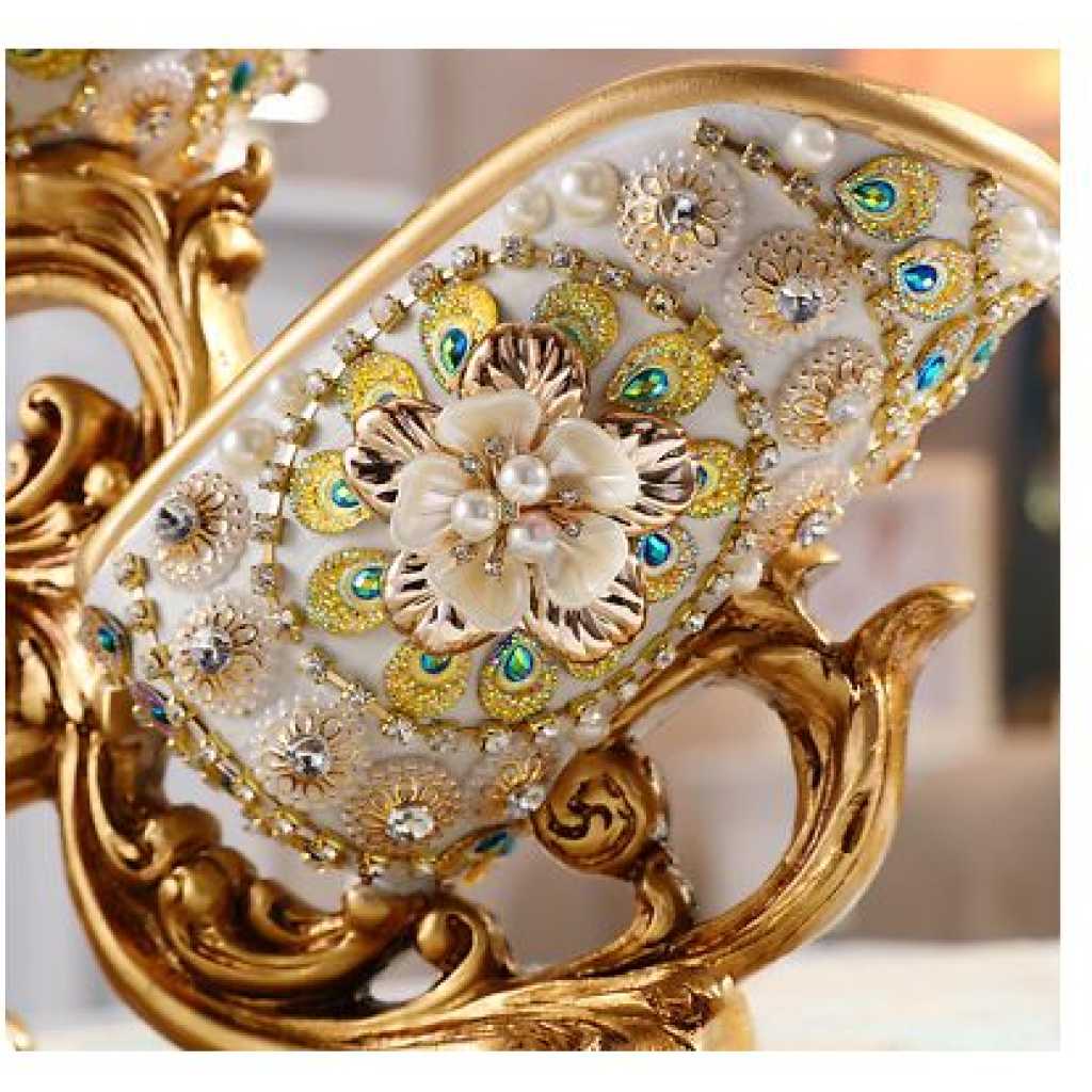 Wine Bottle Holder Floral Vintage Resin Home Decor Glass Stand Rack Bar- Gold.