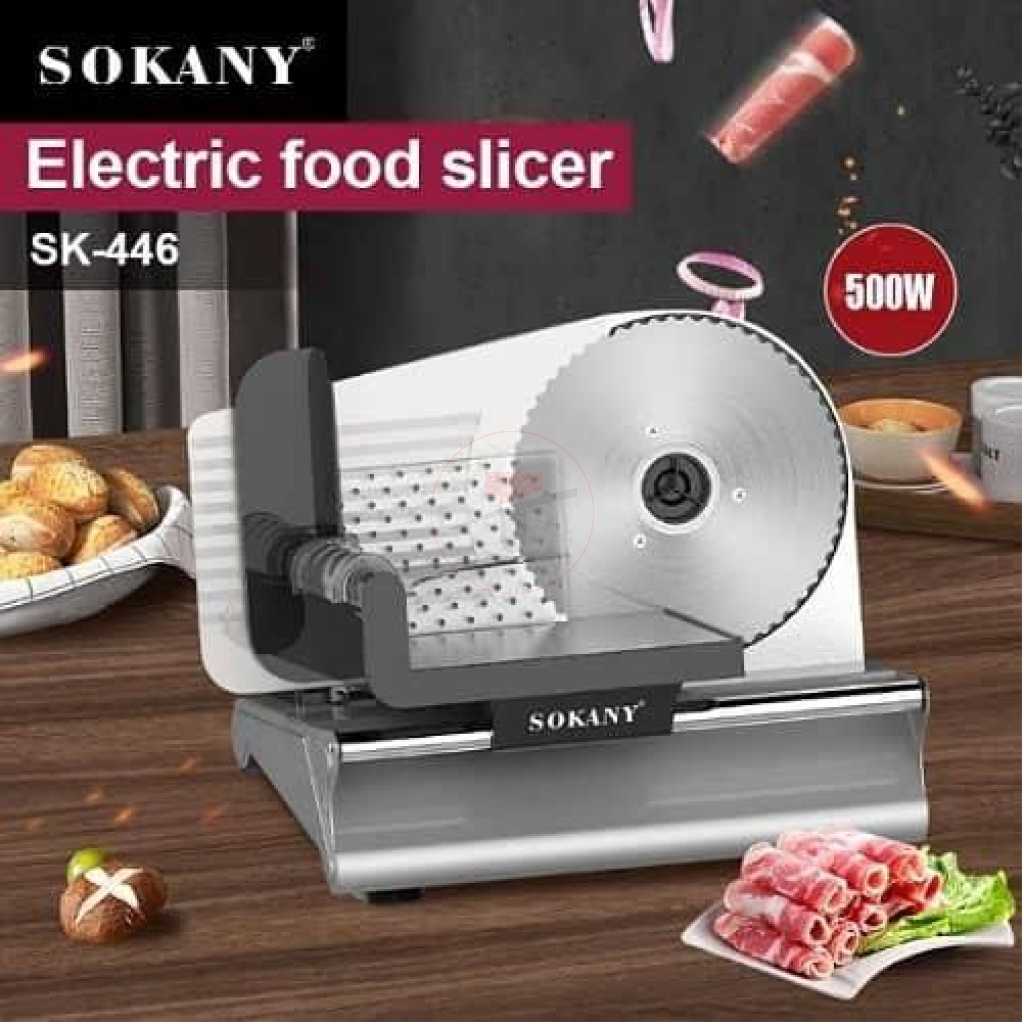 Sokany Electric Vegetable Food Slicer Machine Commercial Meat Slicer Cutting Machine- Silver