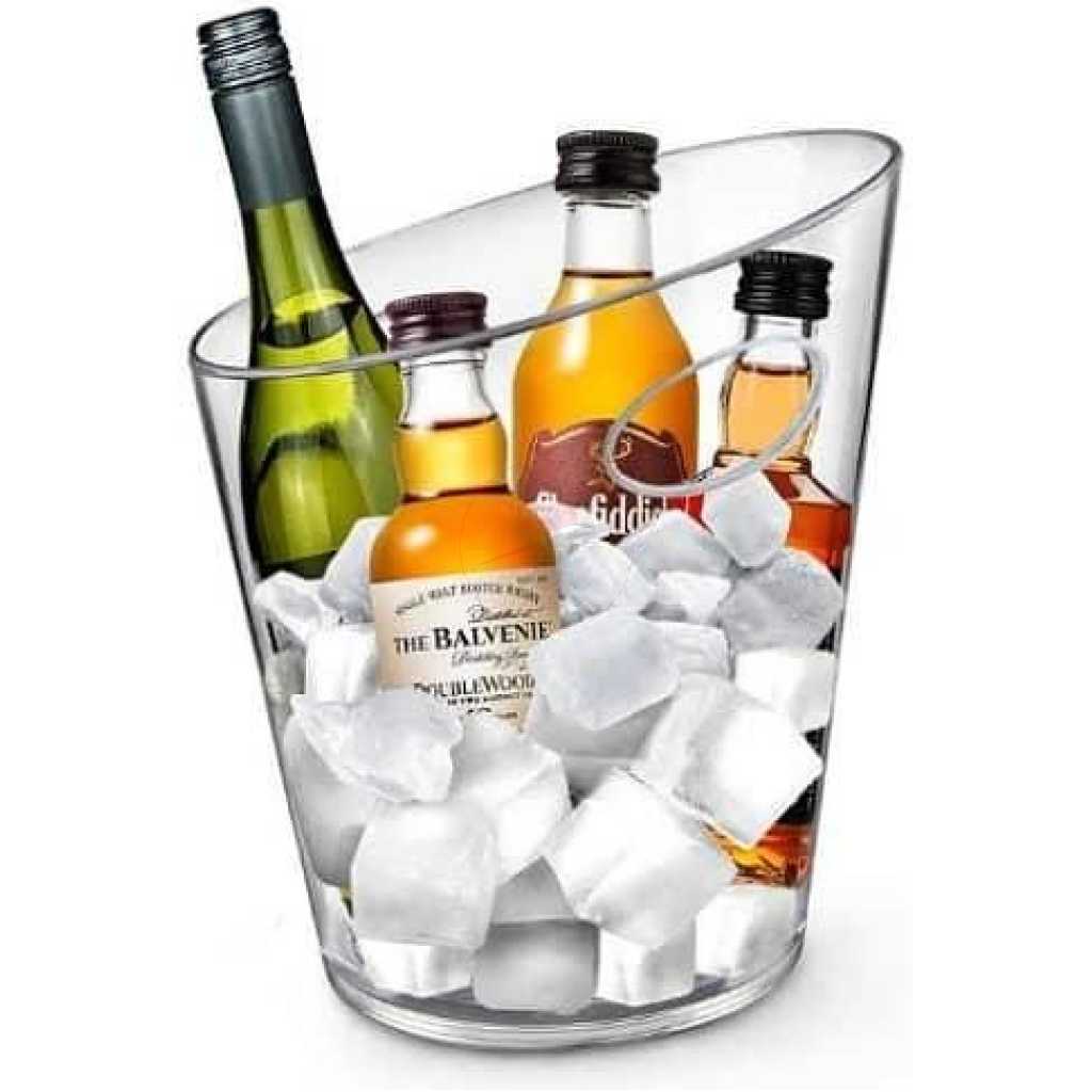 6.5L Acrylic Cooler Beer Wine Champagne Ice Bucket With Lid For Parties Bars Home- Clear