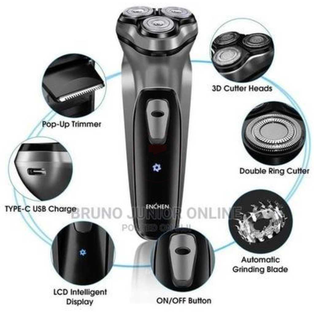 ENCHEN Black Stones3 Waterproof Beard Trimmer Shaver - Black, Silver