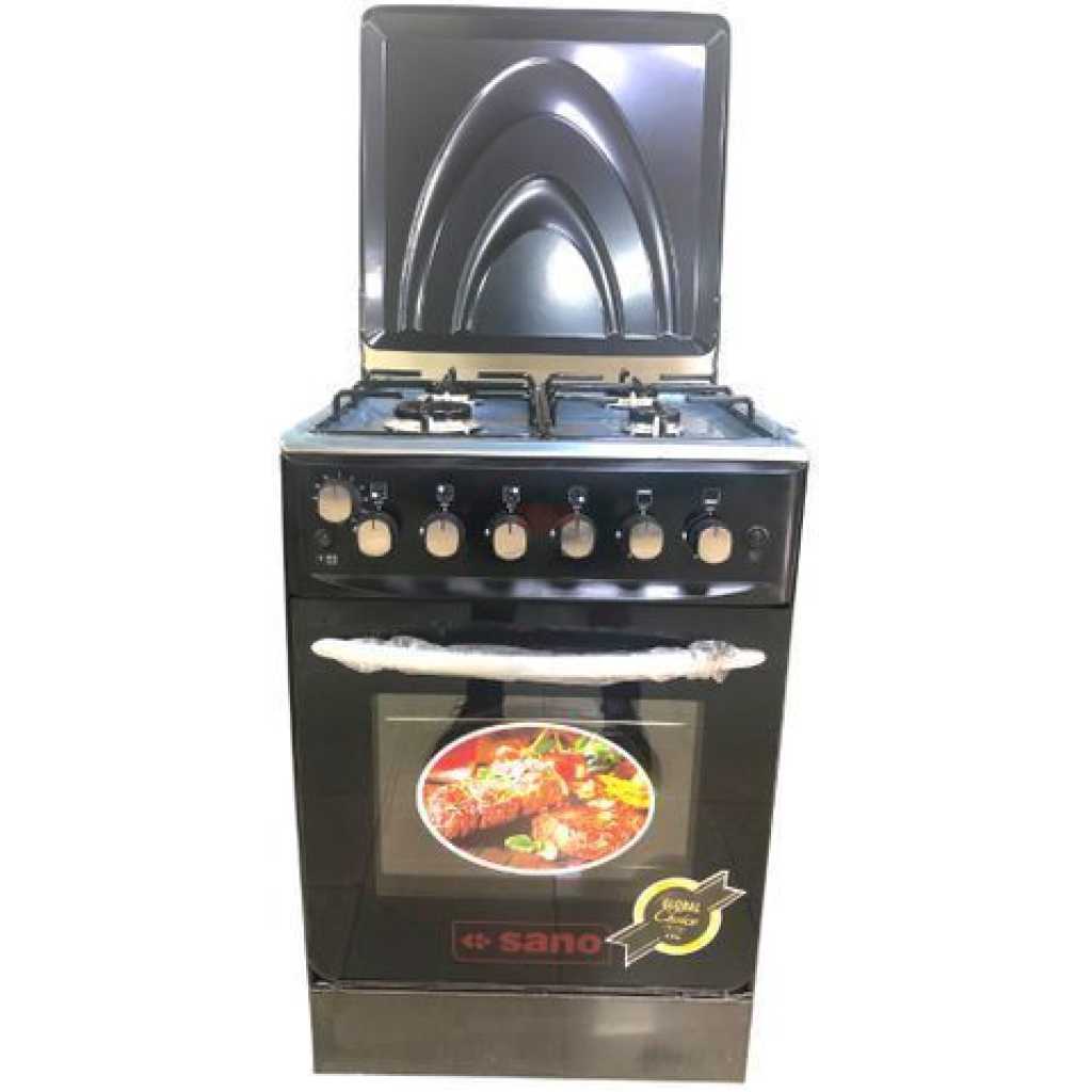 Sano 55X55 Full Gas Cooker, Electric Oven & Grill, Oven Lamp, Auto Iginition, Inbuilt Gas Regulator, Timer - Black