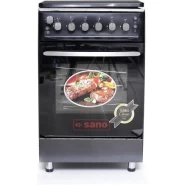 Sano 55X55 Full Gas Cooker With Rotisserie, Electric Oven & Grill, Auto Ignition, Oven Lamp, Timer, 2 Oven Trays - Black