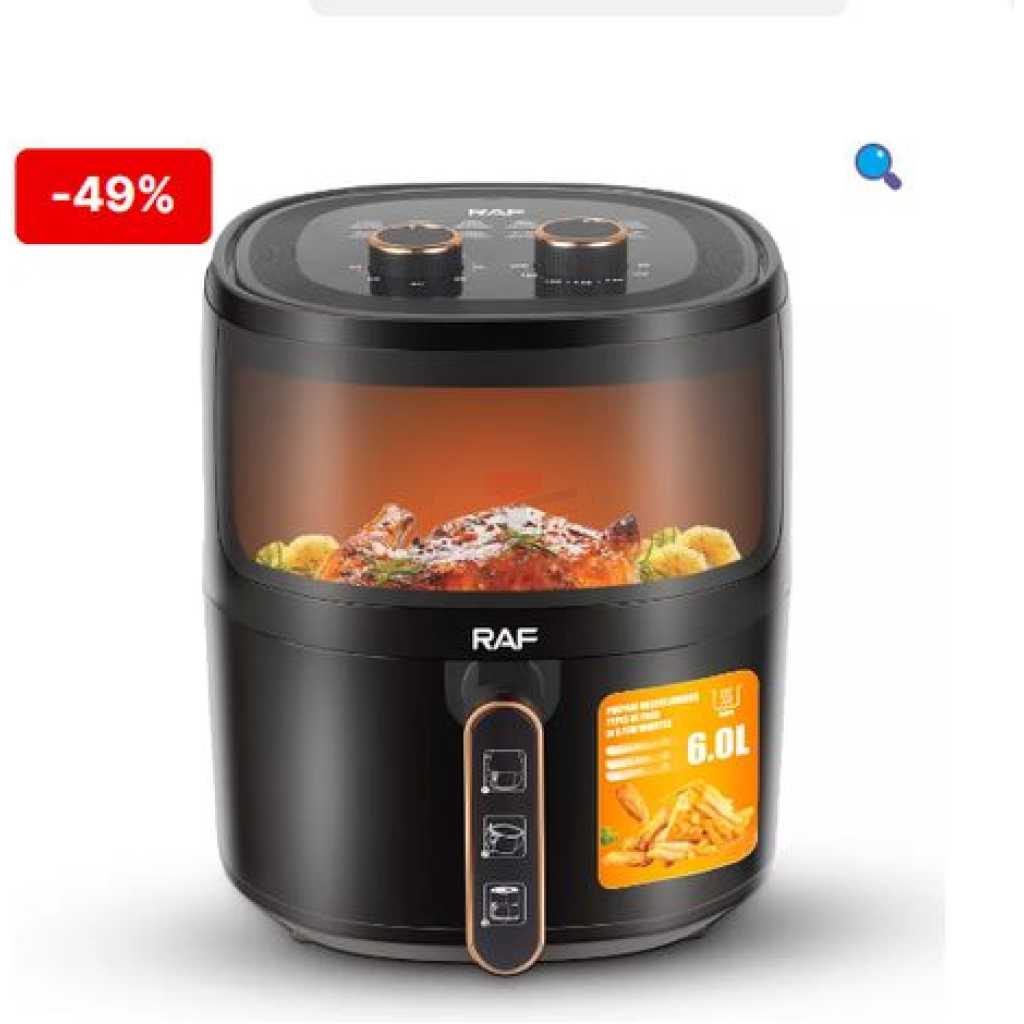 RAF 6 Litres Healthy Oil Free Air Fryer - R.5324 – Black