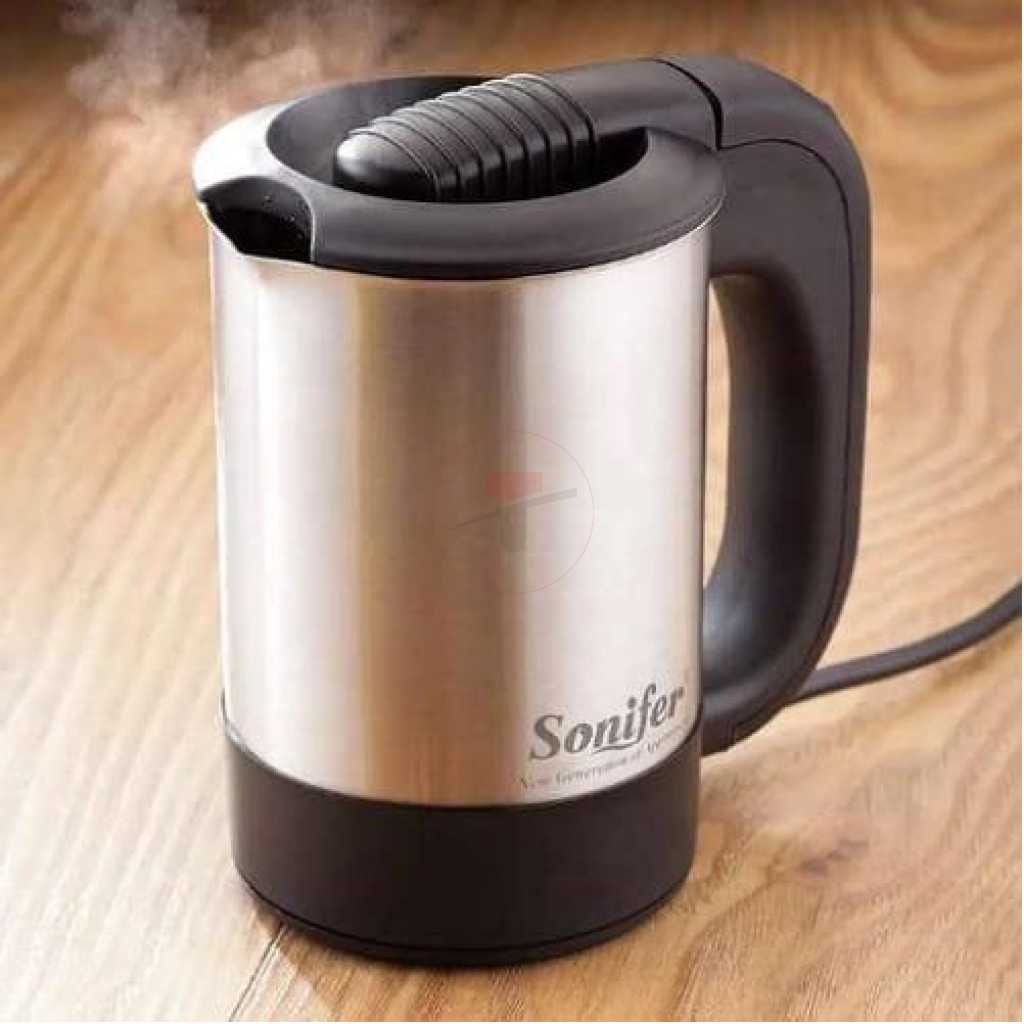 Sonifer 0.5 Litres Stainless Steel Mini Portable Electric Kettle For Travel Hotel Office And Home- Silver